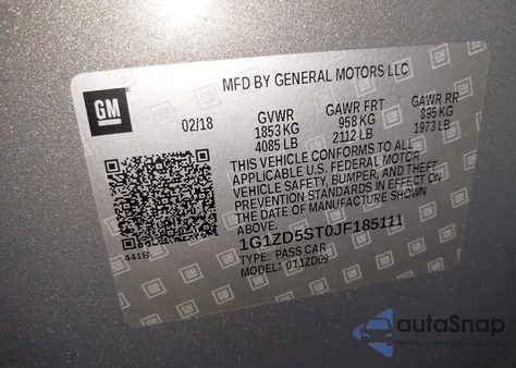 2018 Chevrolet Malibu Lt z USA, uszkodzony, nr VIN 1G1ZD5ST0JF185111